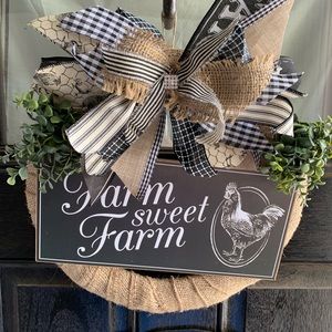 Farmhouse sweet farm door/porch wreath